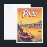 Carte Postale Illustration du Vintage voyage d'art Porto Portuga<br><div class="desc">Porto Portugal Art Vintage illustration du lieu de voyage</div>