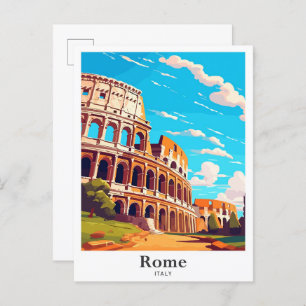 Carte Postale Illustration du Vintage voyage d'art Rome Italie