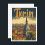 Carte Postale Illustration du Vintage voyage d'art Turin Italie<br><div class="desc">Turin Italie Art Vintage illustration du lieu de voyage</div>