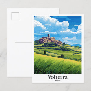 Carte Postale Illustration du Vintage voyage d'art Volterra Ital