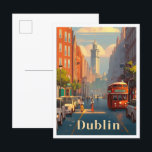 Carte Postale Illustration du Vintage voyage de Dublin Irlande<br><div class="desc">Illustration du lieu de voyage Art Vintage de Dublin Irlande</div>