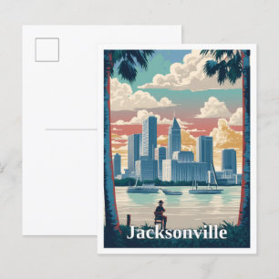 Carte Postale Illustration du Vintage voyage de Jacksonville en