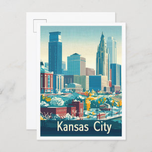 Carte Postale Illustration du Vintage voyage de Kansas City