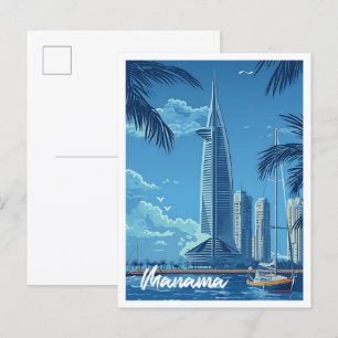 Carte Postale Illustration du Vintage voyage de Manama City Bahr