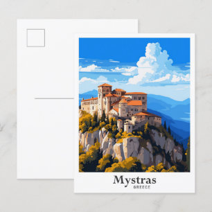 Carte Postale Illustration du Vintage voyage de Mystras Greece