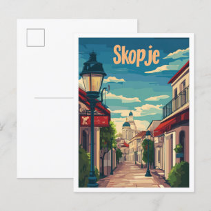Carte Postale Illustration du Vintage voyage de Skopje Nord-Make