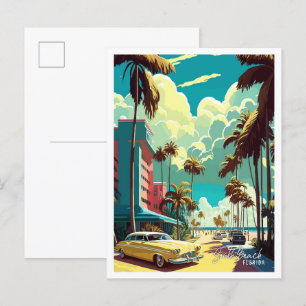 Carte Postale Illustration du Vintage voyage de South Beach Flor