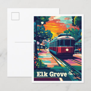 Carte Postale Illustration du Vintage voyage Elk Grove Californi