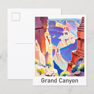 Carte Postale Illustration du Vintage voyage Grand Canyon Arizon