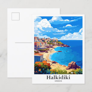 Carte Postale Illustration du Vintage voyage Halkidiki Greece