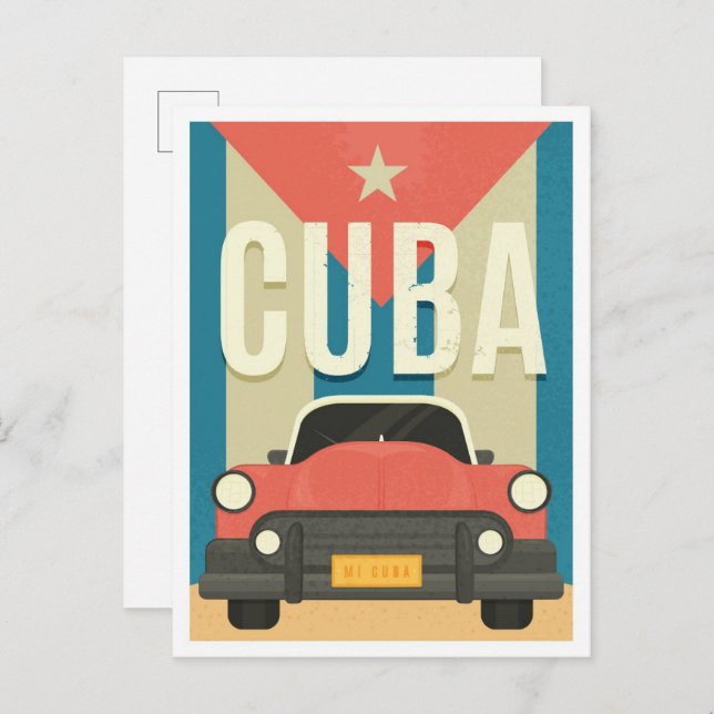 Carte Postale Illustration du Vintage voyage Havana Cuba (Devant / Derrière)