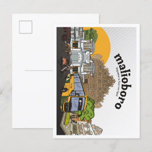 Carte Postale Illustration du Vintage voyage Malioboro Yogyakart