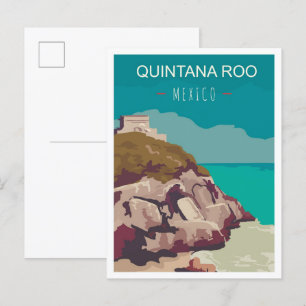 Carte Postale Illustration du Vintage voyage Quintana Roo Mexico