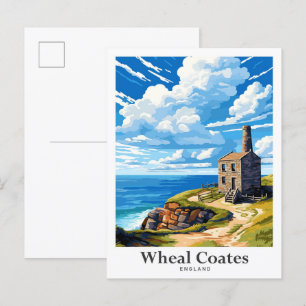 Carte Postale Illustration du Vintage voyage Wheal Coates Englan