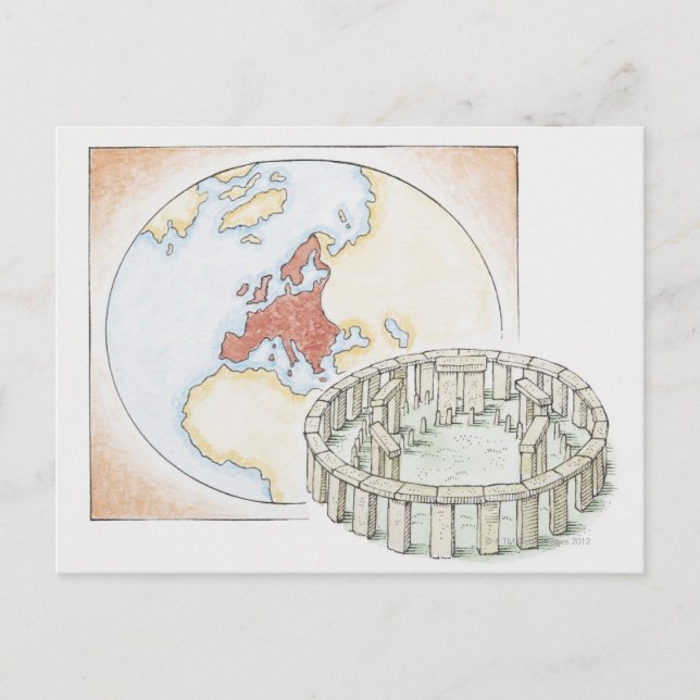Carte Postale Illustration d'un ancien cercle en pierre devant (Devant)