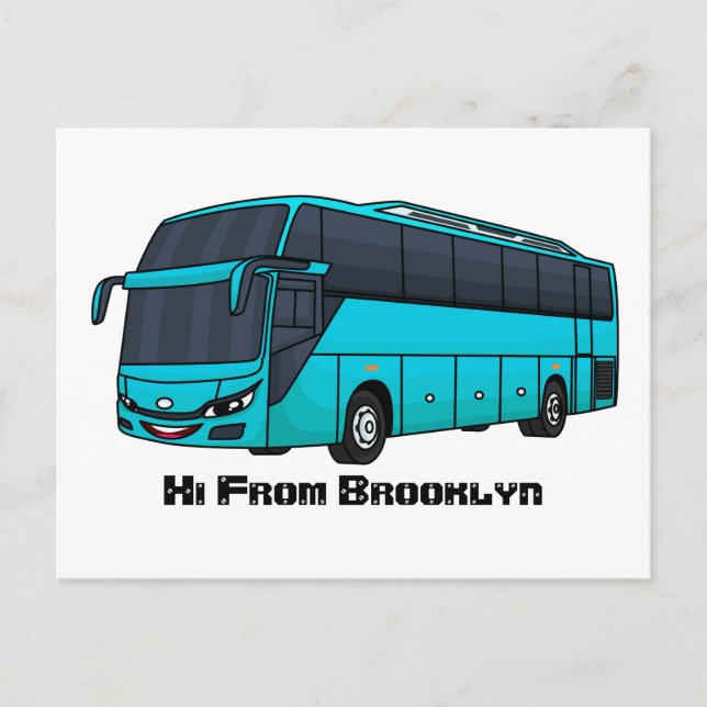 Carte Postale Illustration d'un autobus à passagers moderne (Devant)