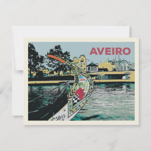 Carte Postale "Illustration d'un bateau Moliceiro à Aveiro Portu