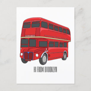 Carte Postale Illustration d'un bus à deux étages