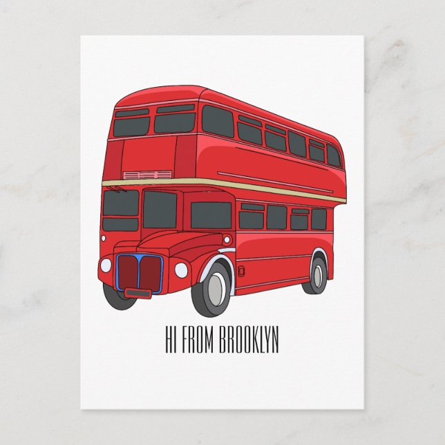 Carte Postale Illustration d'un bus à deux étages (Devant)