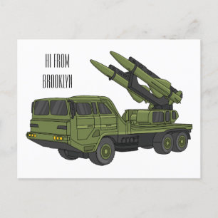 Carte Postale Illustration d'un camion de missiles militaires
