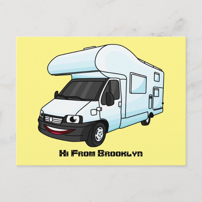 Carte Postale Illustration d'un campervan heureux (Devant)