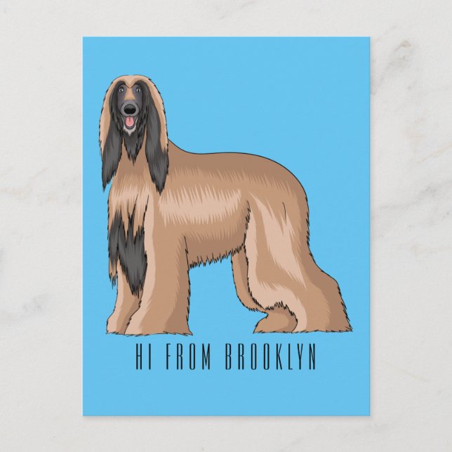 Carte Postale Illustration d'un chien hound afghan (Devant)
