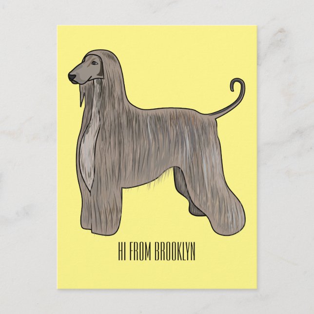 Carte Postale Illustration d'un chien hound afghan (Devant)