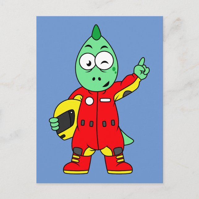 Carte Postale Illustration d'un conducteur de voiture de course  (Devant)