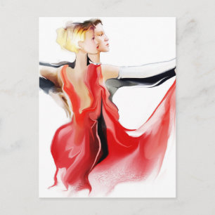Carte Postale Illustration d'un couple dansant le tango