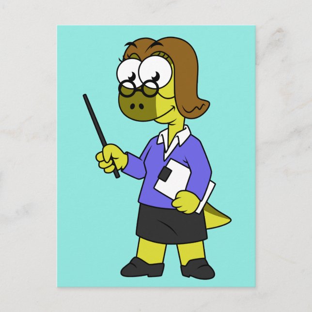 Carte Postale Illustration D'Un Enseignant Pachycéphalosaure. (Devant)