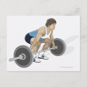 Carte Postale Illustration d'un homme accroupi se préparant à so