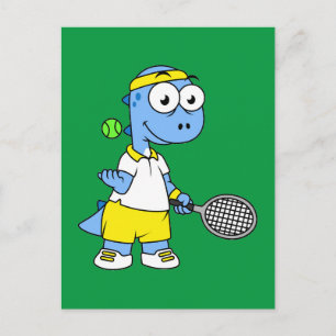 Carte Postale Illustration D'Un Joueur De Tennis Tyrannosaurus R