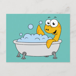 Carte Postale Illustration D'Un Monstre De Loch Ness De Bain.
