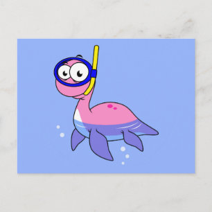 Carte Postale Illustration D'Un Monstre De Loch Ness De Snorkeli