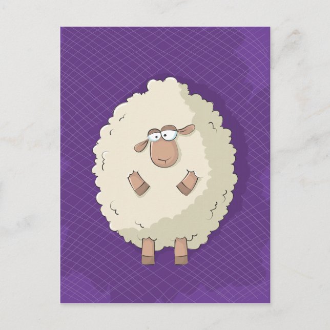 Carte Postale Illustration d'un mouton géant mignon et drôle (Devant)