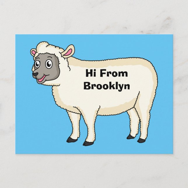Carte Postale Illustration d'un mouton joyeux (Devant)