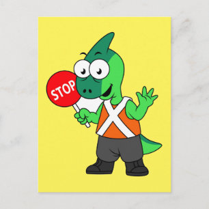Carte Postale Illustration D'Un Parasaurolophus Traffic Enforcer