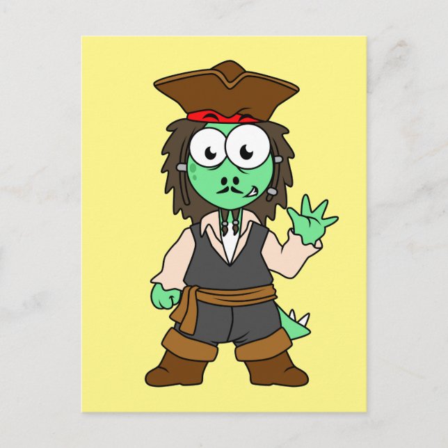 Carte Postale Illustration d'un pirate stégosaure, Jack Sparrow (Devant)