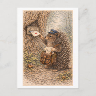 Carte Postale Illustration d'un porcupine de style vintage en fa