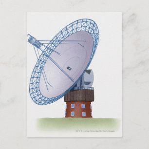 Carte Postale Illustration d'un radiotélescope