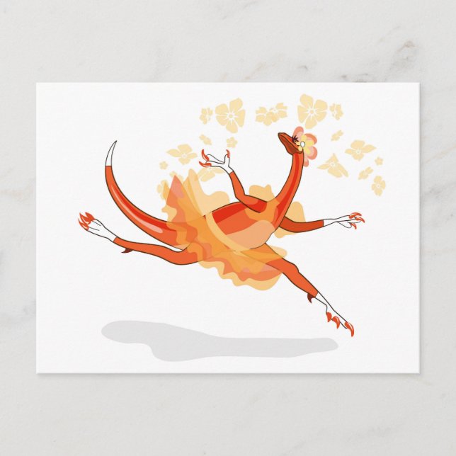 Carte Postale Illustration D'Un Raptor Danseur Ballerina. 2 (Devant)