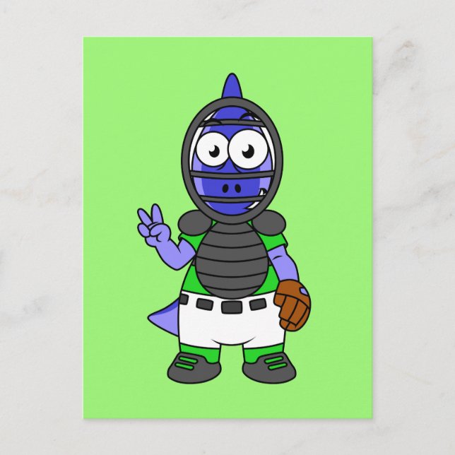 Carte Postale Illustration d'un receveur de baseball Parasaurolo (Devant)