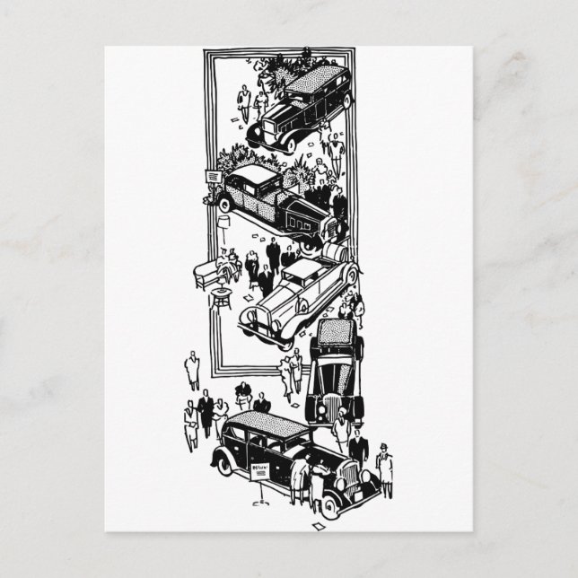 Carte Postale Illustration d'un spectacle automobile pour les ge (Devant)