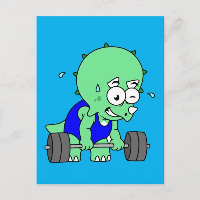 Carte Postale Illustration D'Un Tricératops Poids De Levage. (Devant)