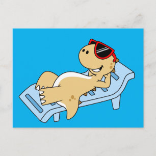 Carte Postale Illustration D'Un Tyrannosaurus Rex Bain De Soleil