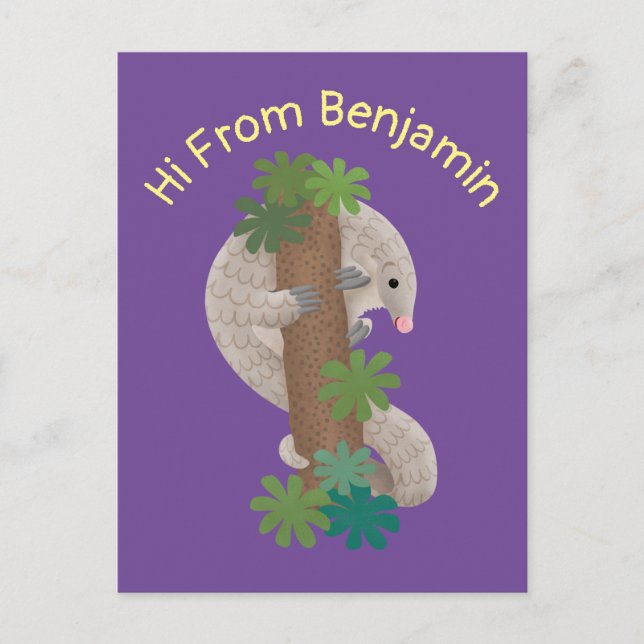 Carte Postale Illustration d'une anteure de pangolin mignonne (Devant)
