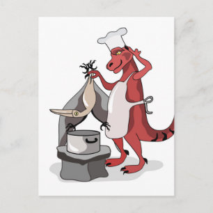 Carte Postale Illustration D'Une Cuisine De Chef Tyrannosaurus R