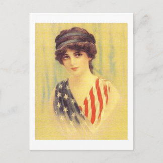 Carte Postale Illustration d'une femme patriotique