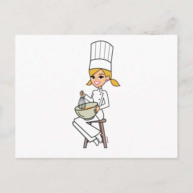 Carte Postale Illustration d'une fille chef unique (Devant)