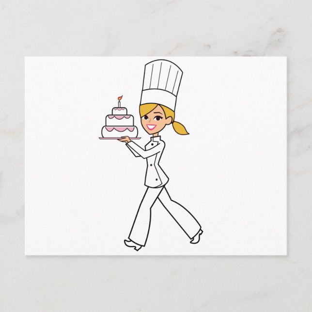 Carte Postale Illustration d'une fille chef unique (Devant)